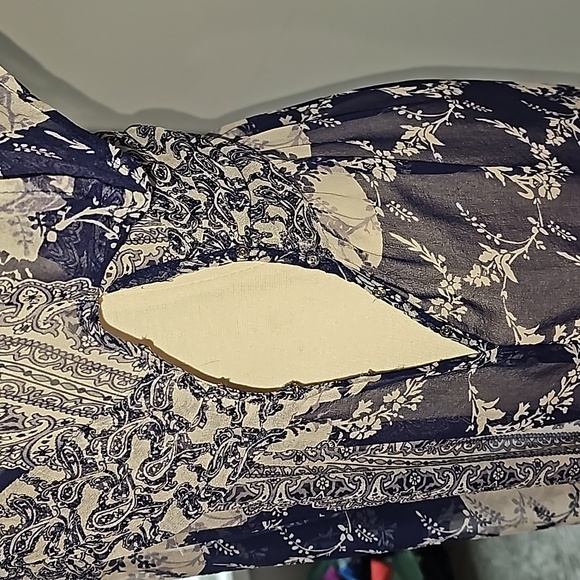 Jonathan Martin Navy Blue/ White Silk Swimsuit Coverup Needs mending Size 12 - Picture 6 of 12